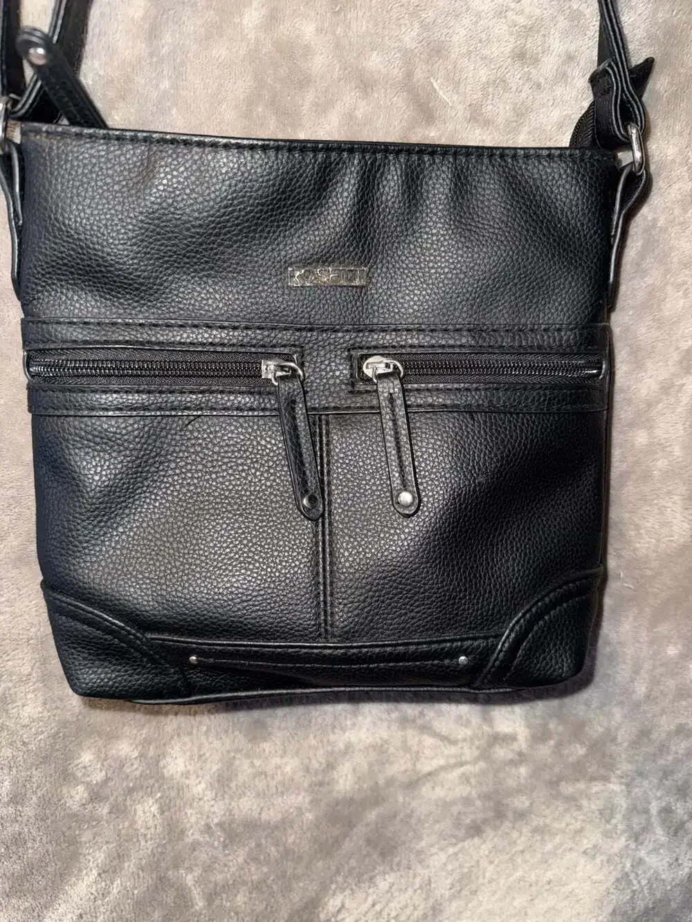 Rosetti Black Faux Leather Multi-Pocket Crossbody Bag